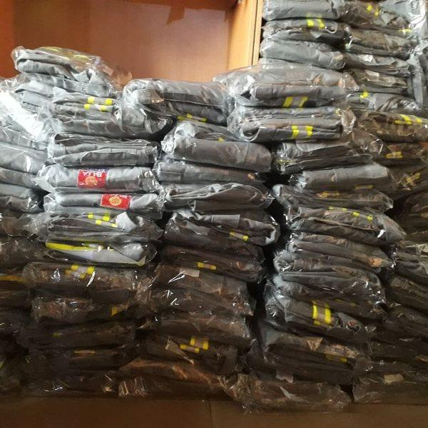 Packed coveralls ready for delivery