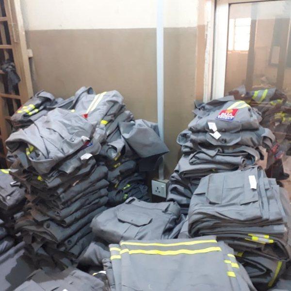 Finished coveralls in the store room